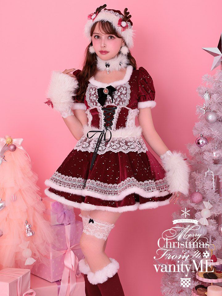 【10点セット】Malymoon マリームーン スノーフルールトナカイサンタ レッド [ナナちゃん着用] mlcs25053