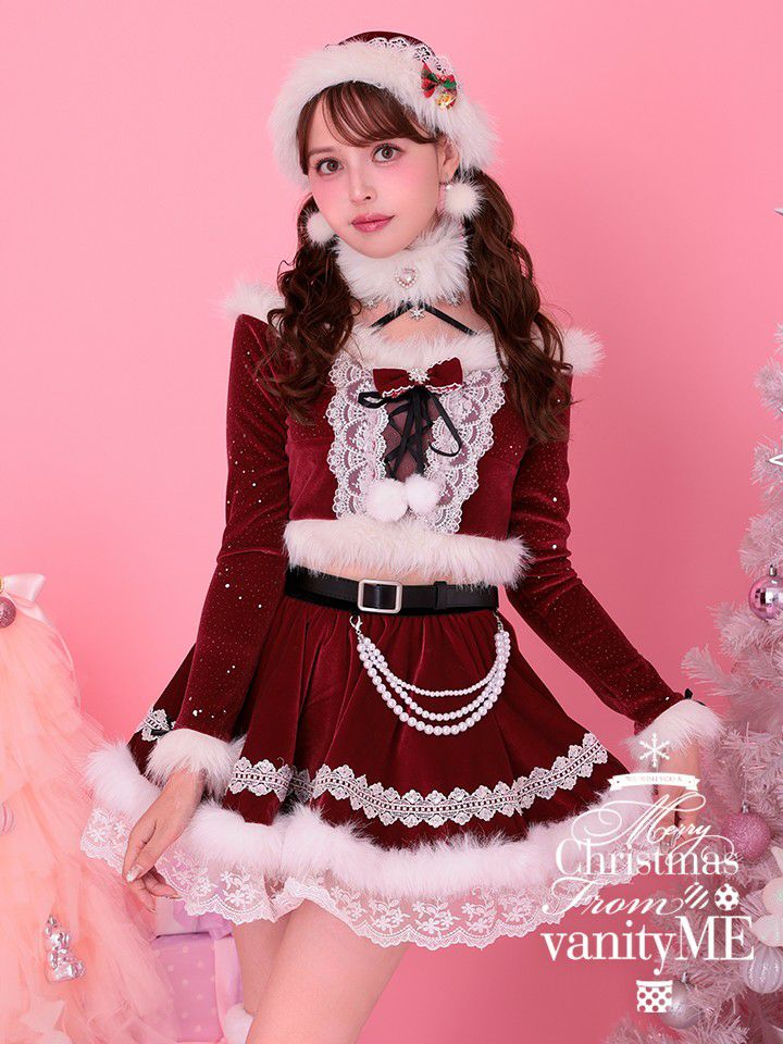 【10点セット】Malymoon マリームーン クリスタルスノークロスネックサンタ レッド [ナナちゃん着用] mlcs25066