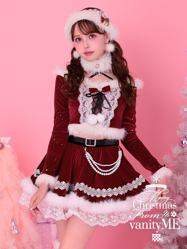 【10点セット】Malymoon マリームーン クリスタルスノークロスネックサンタ レッド [ナナちゃん着用] mlcs25066
