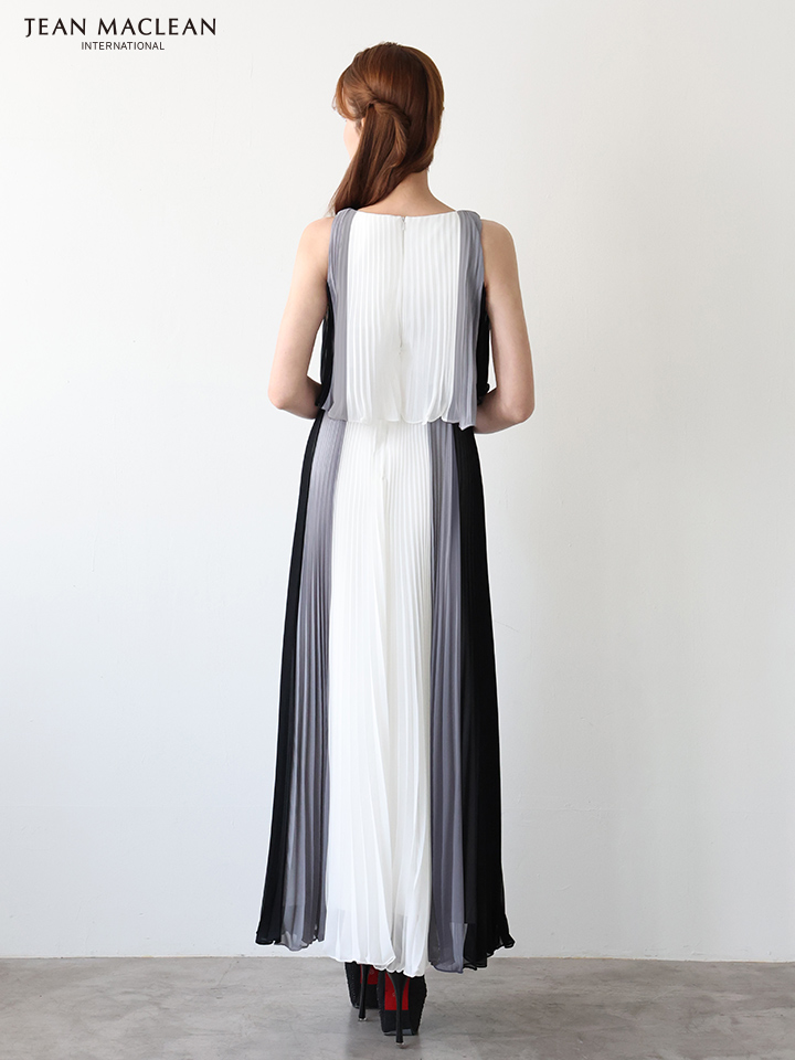 JEAN MACLEAN ジャンマクレーン グラデーション/シフォン/ウエスト切替/プリーツ/ミモレ丈/ロングドレス ja51950-c