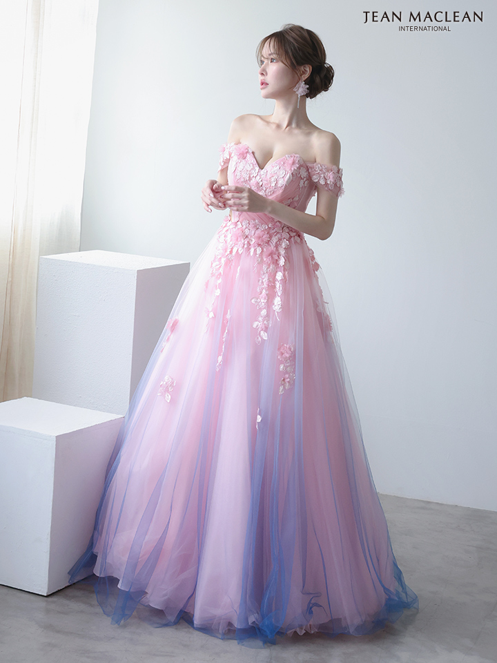 JEAN MACLEAN ジャンマクレーン *YOZAKURA DRESS*-夜桜- グラデーション/フラワーモチーフ/オフショル/姫/ロングドレス  ja51954-c