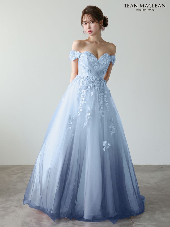 JEAN MACLEAN ジャンマクレーン *YOZAKURA DRESS*-夜桜- グラデーション/フラワーモチーフ/オフショル/姫/ロングドレス  ja51954-c