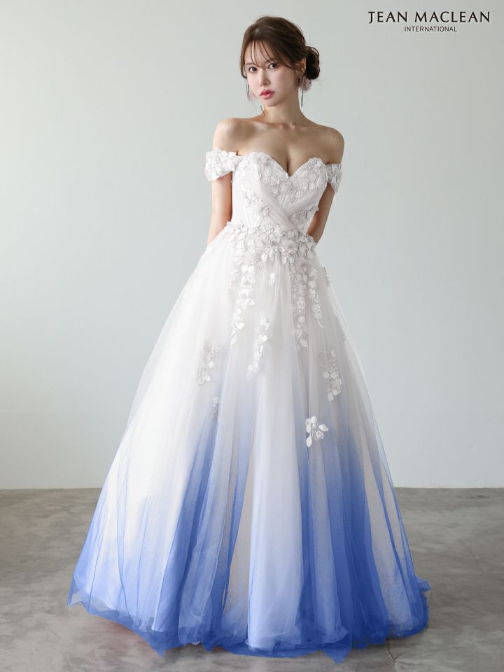 JEAN MACLEAN ジャンマクレーン *YOZAKURA DRESS*-夜桜- グラデーション/フラワーモチーフ/オフショル/姫/ロングドレス  ja51954-c