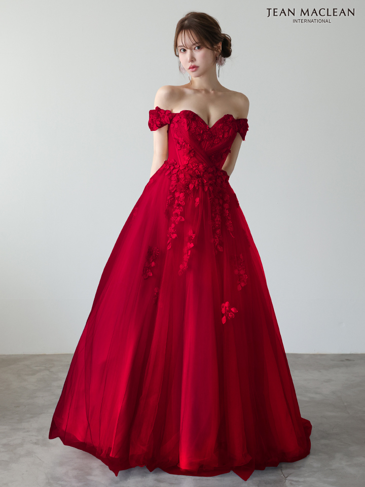 JEAN MACLEAN ジャンマクレーン *YOZAKURA DRESS*-夜桜- グラデーション/フラワーモチーフ/オフショル/姫/ロングドレス  ja51954-c