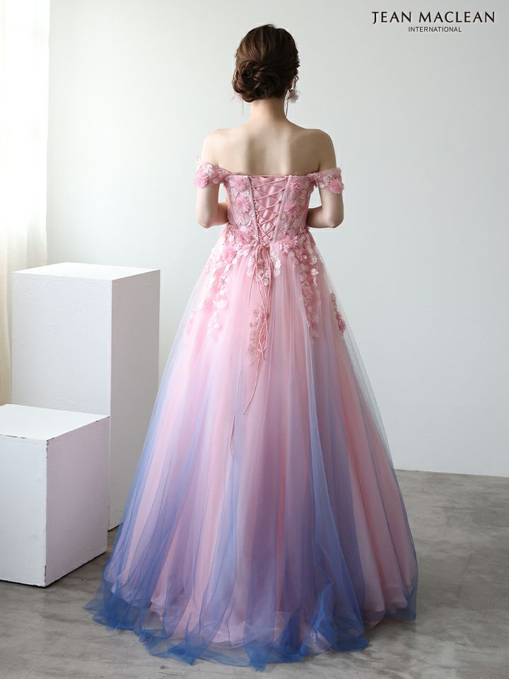 JEAN MACLEAN ジャンマクレーン *YOZAKURA DRESS*-夜桜- グラデーション/フラワーモチーフ/オフショル/姫/ロングドレス  ja51954-c