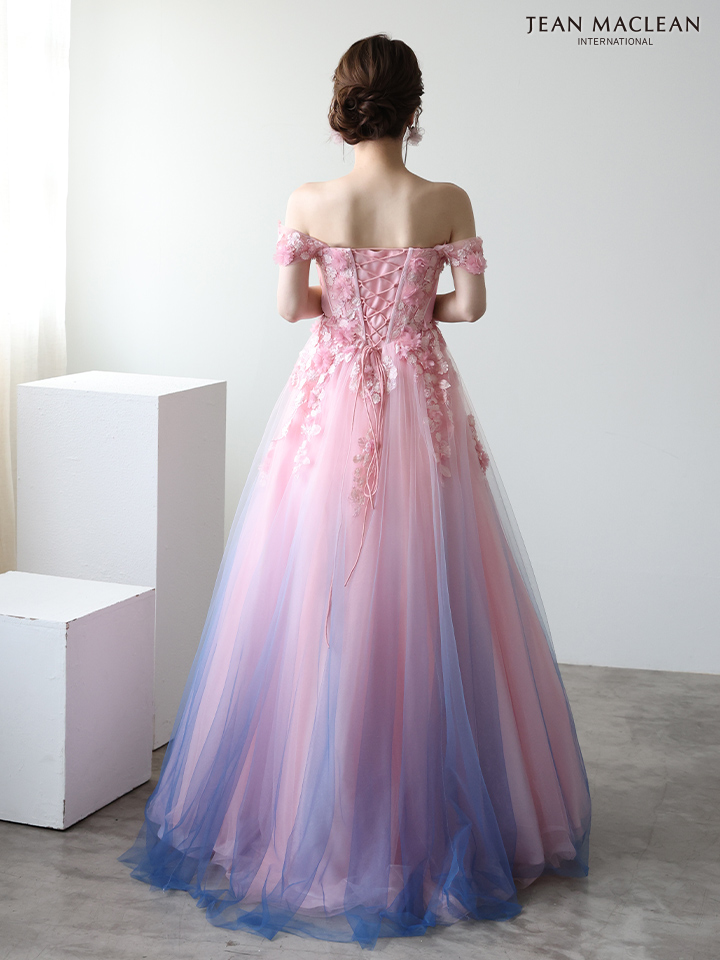 JEAN MACLEAN ジャンマクレーン *YOZAKURA DRESS*-夜桜- グラデーション/フラワーモチーフ/オフショル/姫/ロングドレス  ja51954-c