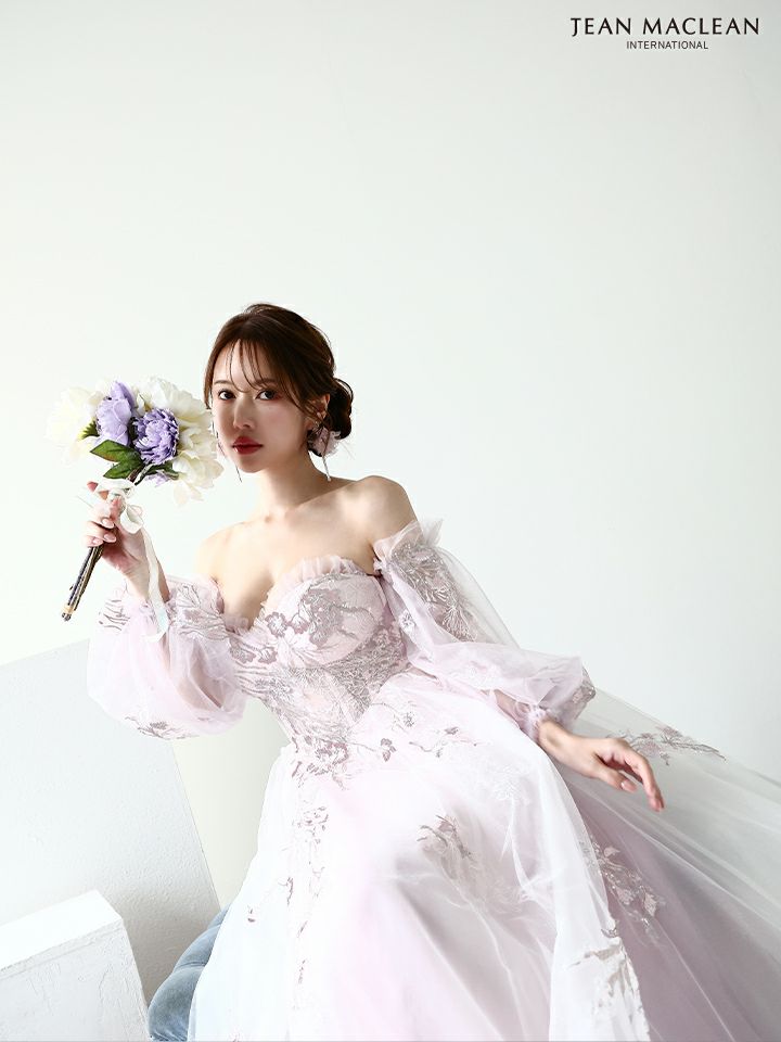 JEAN MACLEAN ジャンマクレーン スパンコール/花柄刺繍/オフショル/姫/ロングドレス 【袖取り外し可能】 ja51955-c