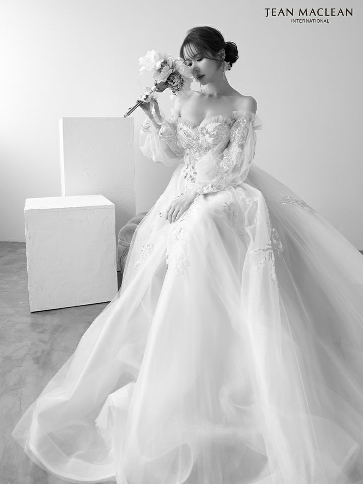 JEAN MACLEAN ジャンマクレーン スパンコール/花柄刺繍/オフショル/姫/ロングドレス 【袖取り外し可能】 ja51955-c