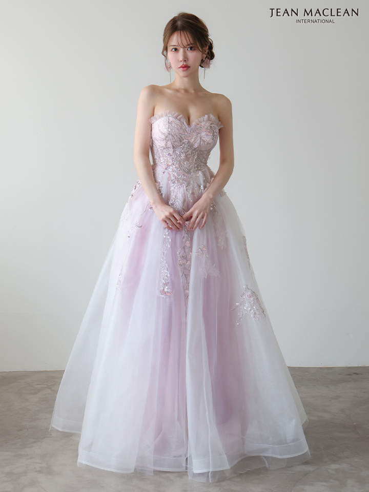 JEAN MACLEAN ジャンマクレーン スパンコール/花柄刺繍/オフショル/姫/ロングドレス 【袖取り外し可能】 ja51955-c