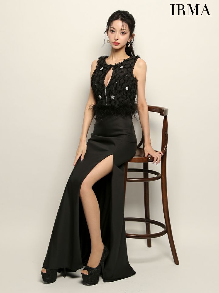 IRMA イルマ フリンジ/クリスタルビジュー/ウエストファー/フロント