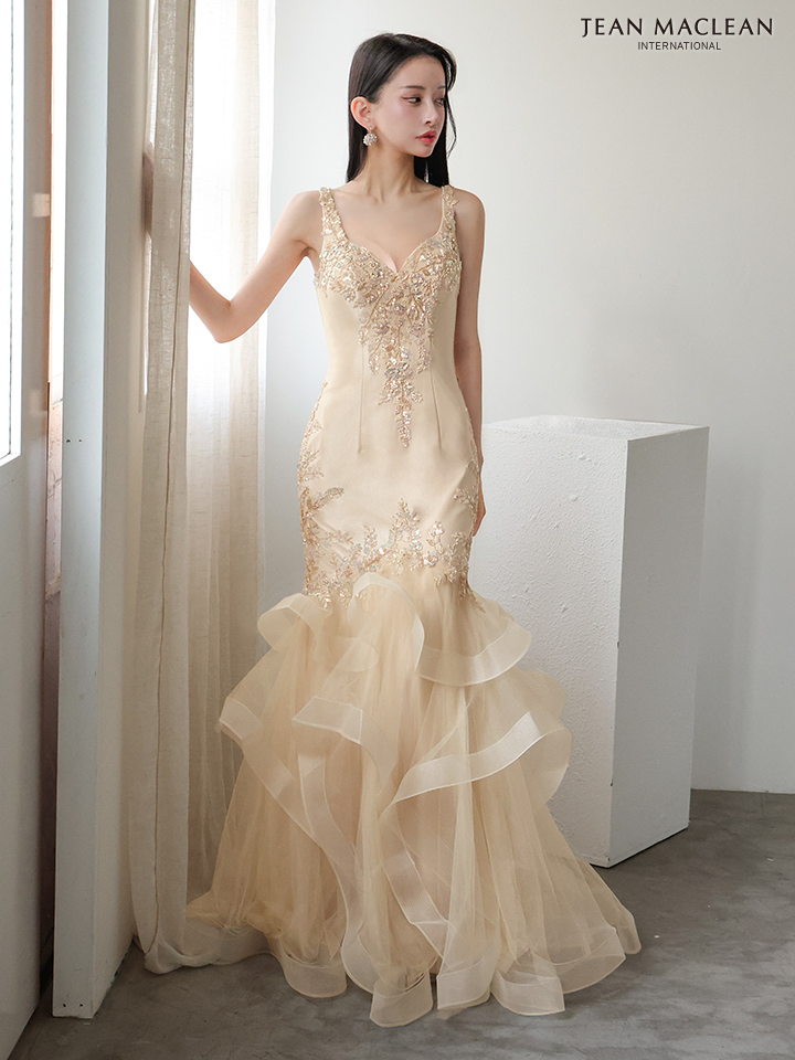 JEAN MACLEAN ジャンマクレーン ラグジュアリースパンコール/ビジュー刺繍/マーメイド/タイト ロングドレス ja51953-c