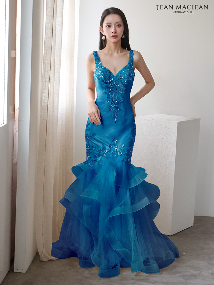 Jean Maclean 水色フリルマーメイドドレス Mサイズ Jean Maclean 水色フリルマーメイドドレス Mサイズ ドレス青Mサイズ