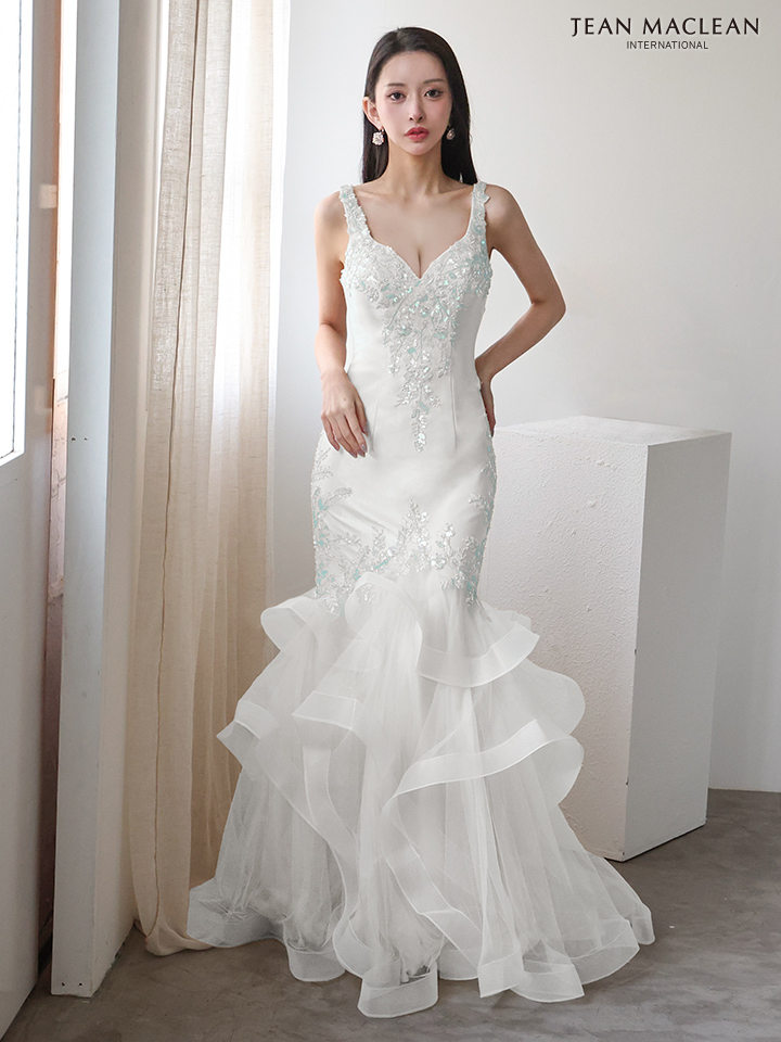 JEAN MACLEAN ジャンマクレーン ラグジュアリースパンコール/ビジュー刺繍/マーメイド/タイト ロングドレス ja51953-c