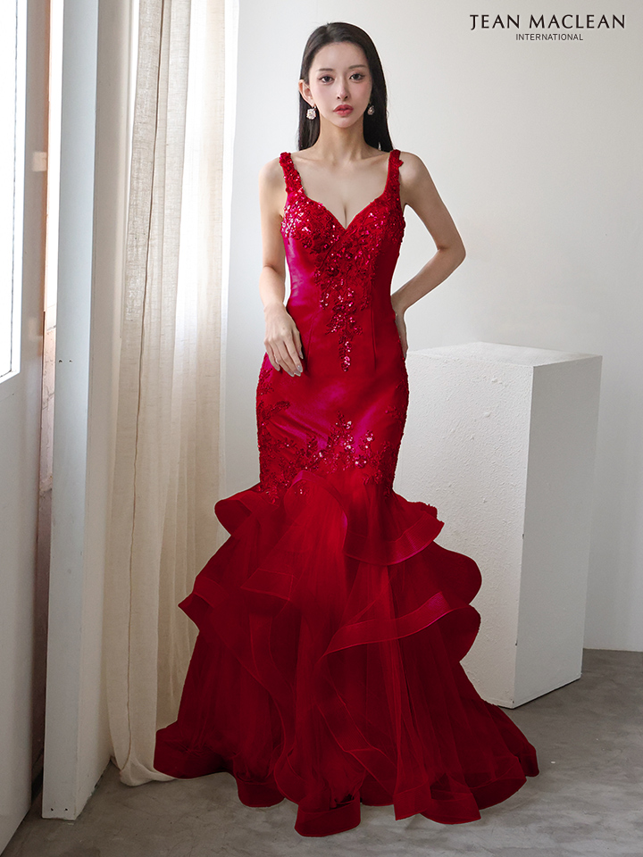 JEAN MACLEAN ジャンマクレーン ラグジュアリースパンコール/ビジュー刺繍/マーメイド/タイト ロングドレス ja51953-c