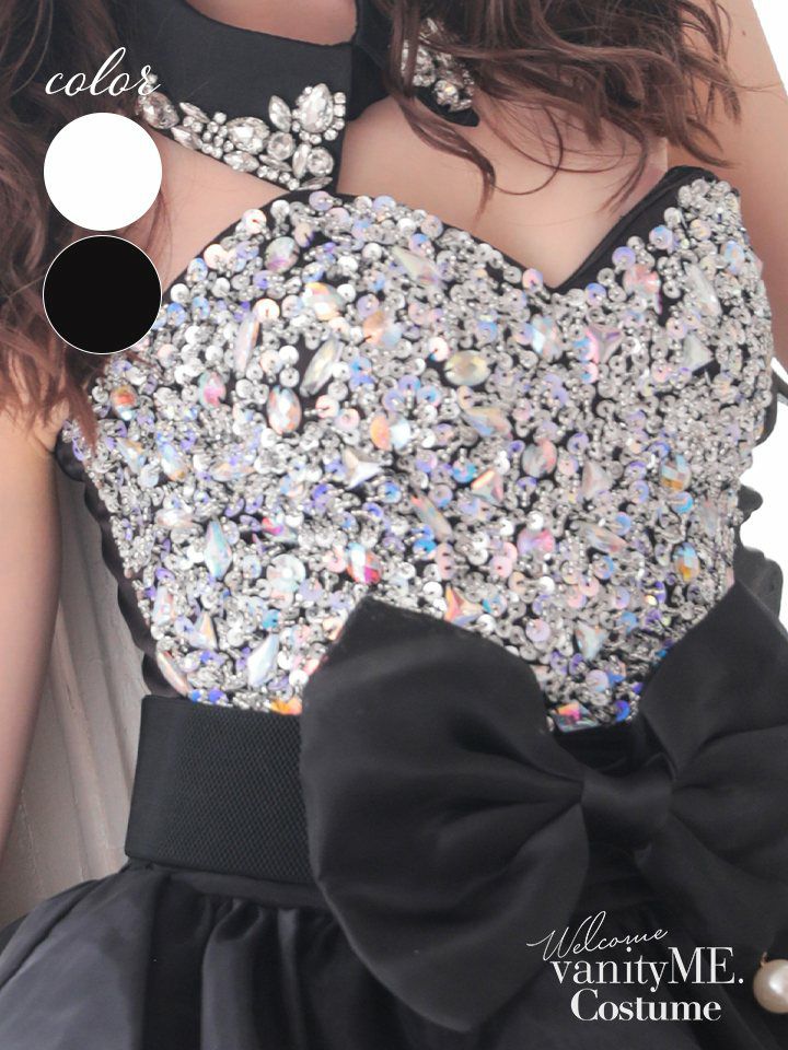 【単品】ヴィーナスビジューベアトップ [ブラック/ホワイト] vcr-0062