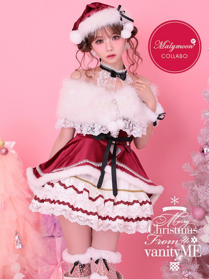 【9点セット】vanityME. × Malymoon リボンショールエレガンスサンタ レッド mlcs25066