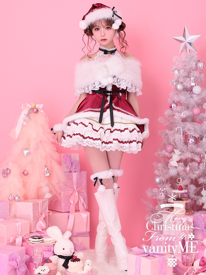 【9点セット】vanityME. × Malymoon リボンショールエレガンスサンタ レッド mlcs25066