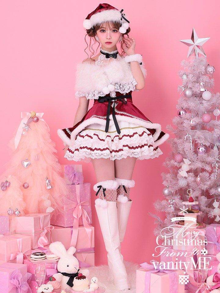 【9点セット】vanityME. × Malymoon リボンショールエレガンスサンタ レッド mlcs25066