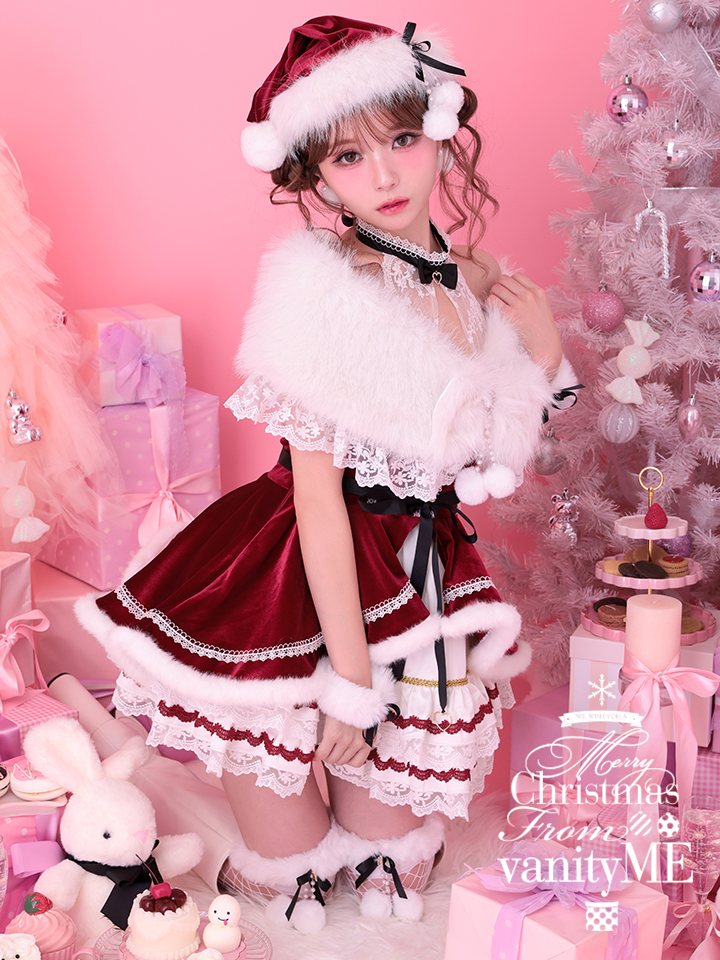 【9点セット】vanityME. × Malymoon リボンショールエレガンスサンタ レッド mlcs25066