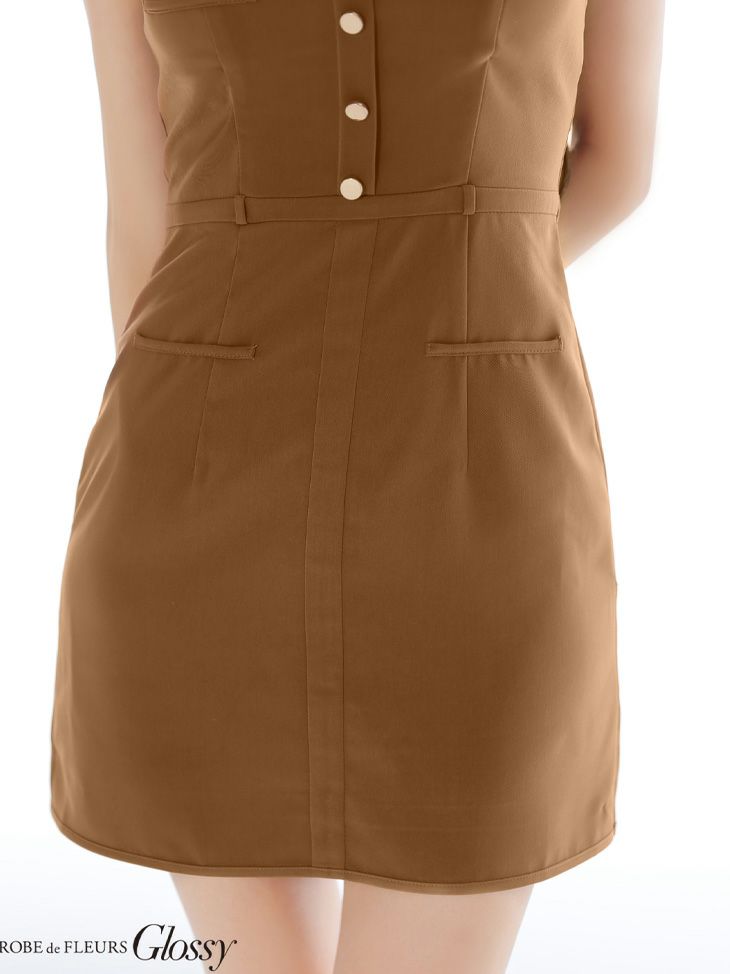 Glossy ローブドフルールグロッシー【XSサイズあり】ツイルフロントボタンキャミタイトミニキャバドレス gl4148