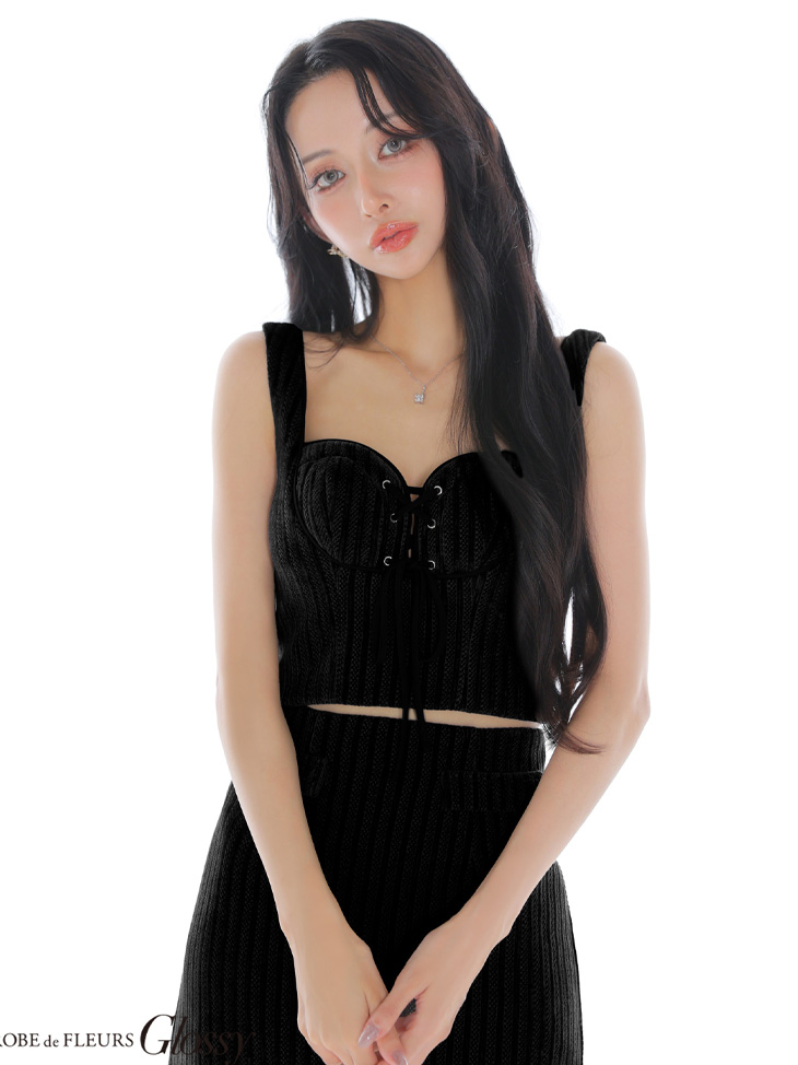 Glossy ローブドフルールグロッシー 【XSサイズあり】ストレッチコーデュロイレースアップセットアップミニキャバドレス gl4310