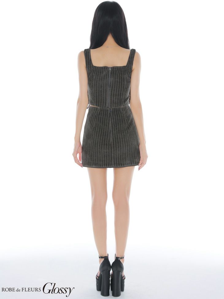 Glossy ローブドフルールグロッシー 【XSサイズあり】ストレッチコーデュロイレースアップセットアップミニキャバドレス gl4310