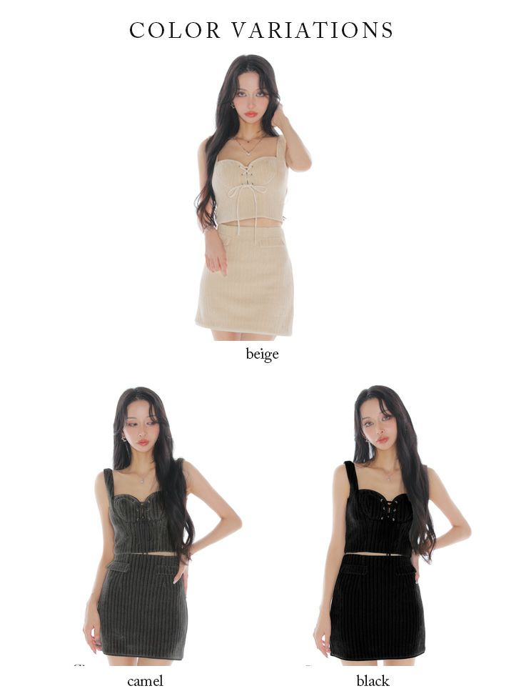 Glossy ローブドフルールグロッシー 【XSサイズあり】ストレッチコーデュロイレースアップセットアップミニキャバドレス gl4310