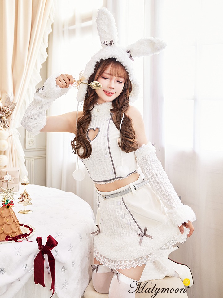 【7点セット】Malymoon マリームーン ラブスペルニットバニーサンタ [レッド /ホワイト] mlcs25084