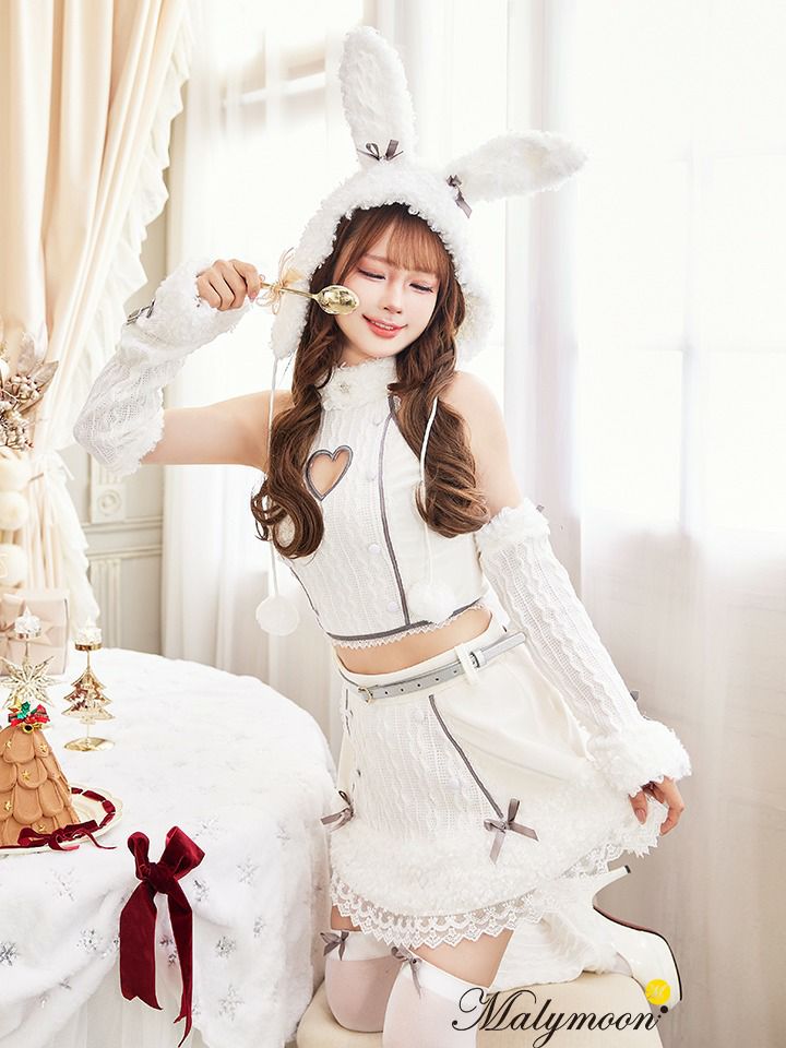 【7点セット】Malymoon マリームーン ラブスペルニットバニーサンタ [レッド /ホワイト] mlcs25084