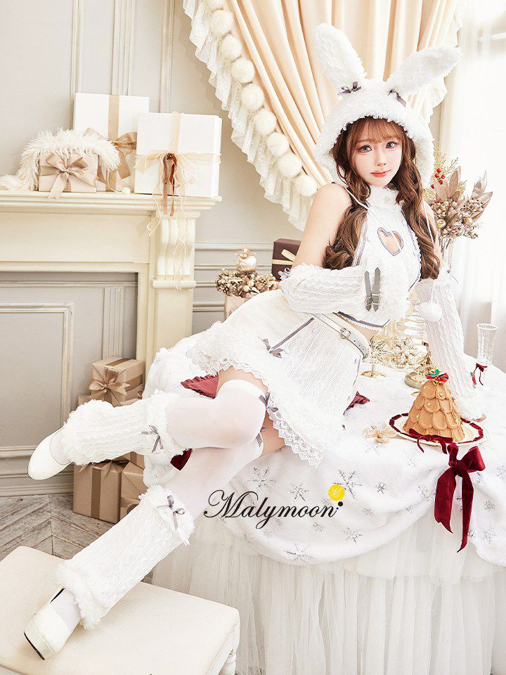 【7点セット】Malymoon マリームーン ラブスペルニットバニーサンタ [レッド /ホワイト] mlcs25084
