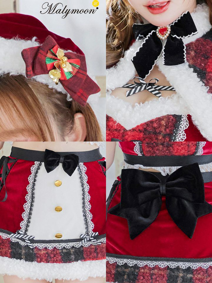 【9点セット】Malymoon マリームーン ノエルドチェックケープサンタ [レッド /ホワイト] mlcs25080