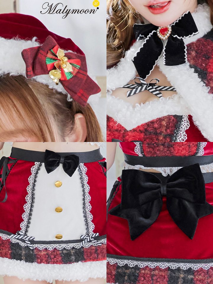 【9点セット】Malymoon マリームーン ノエルドチェックケープサンタ [レッド /ホワイト] mlcs25080
