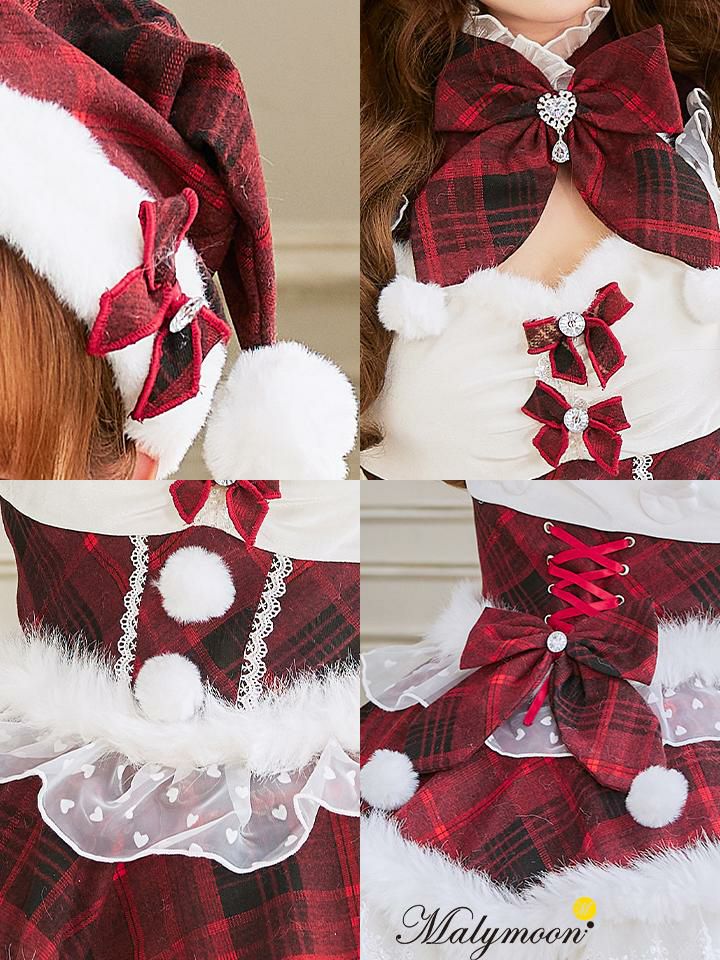 【6点セット】Malymoon マリームーン ロイヤルツインリボンドールサンタ  レッド mlcs25081