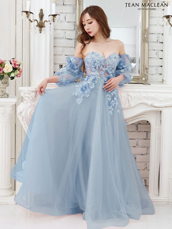 JEAN MACLEAN ジャンマクレーン パフスリーブ付き/フラワーモチーフレース/姫/ロングドレス ja21227