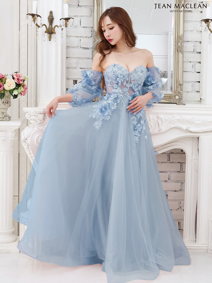 JEAN MACLEAN ジャンマクレーン パフスリーブ付き/フラワーモチーフレース/姫/ロングドレス ja21227