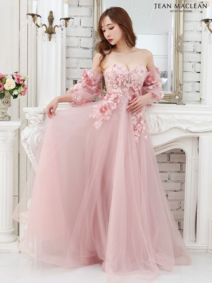 JEAN MACLEAN ジャンマクレーン パフスリーブ付き/フラワーモチーフレース/姫/ロングドレス ja21227