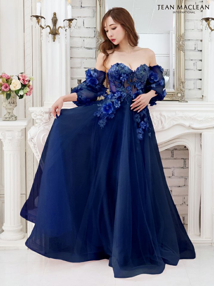 JEAN MACLEAN ジャンマクレーン パフスリーブ付き/フラワーモチーフレース/姫/ロングドレス ja21227