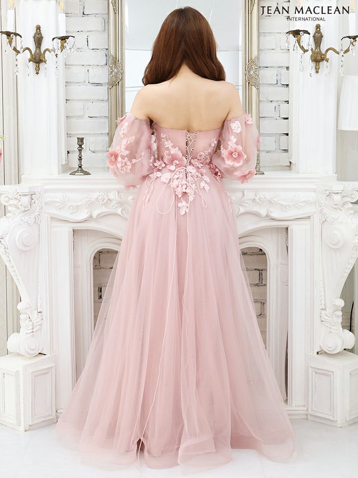 JEAN MACLEAN ジャンマクレーン パフスリーブ付き/フラワーモチーフレース/姫/ロングドレス ja21227