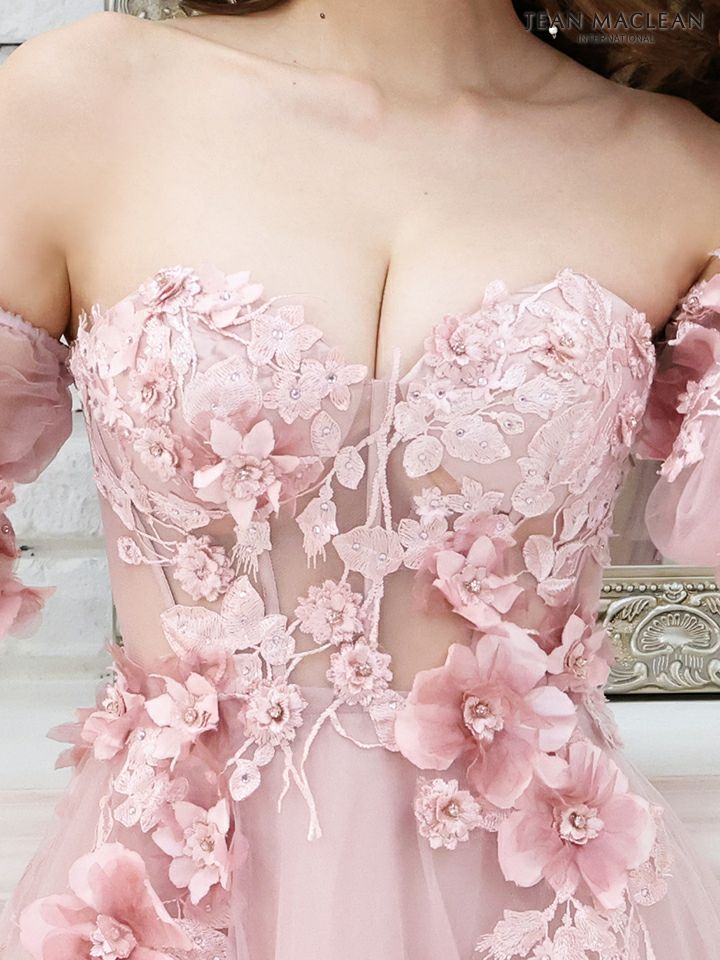 JEAN MACLEAN ジャンマクレーン パフスリーブ付き/フラワーモチーフレース/姫/ロングドレス ja21227