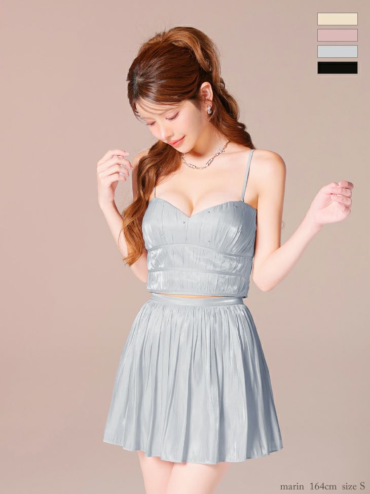 ROBE de FLEURS ローブドフルール 【XSサイズあり】 オーガンジーベアツーピースフレアミニキャバドレス fm4149