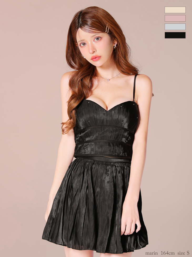 ROBE de FLEURS ローブドフルール 【XSサイズあり】 オーガンジーベアツーピースフレアミニキャバドレス fm4149