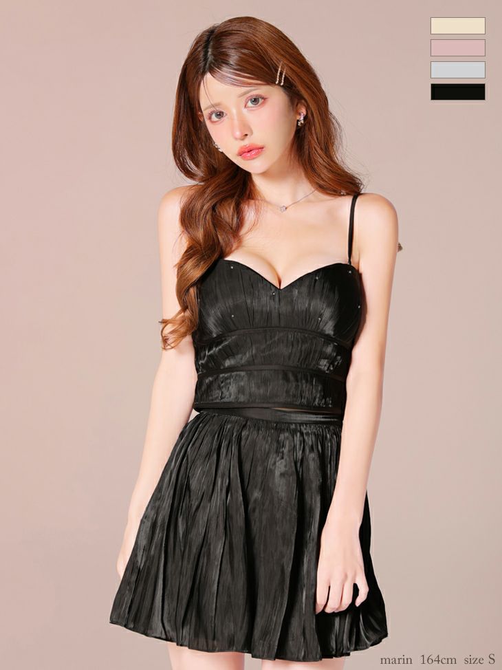 ROBE de FLEURS ローブドフルール 【XSサイズあり】 オーガンジーベアツーピースフレアミニキャバドレス fm4149