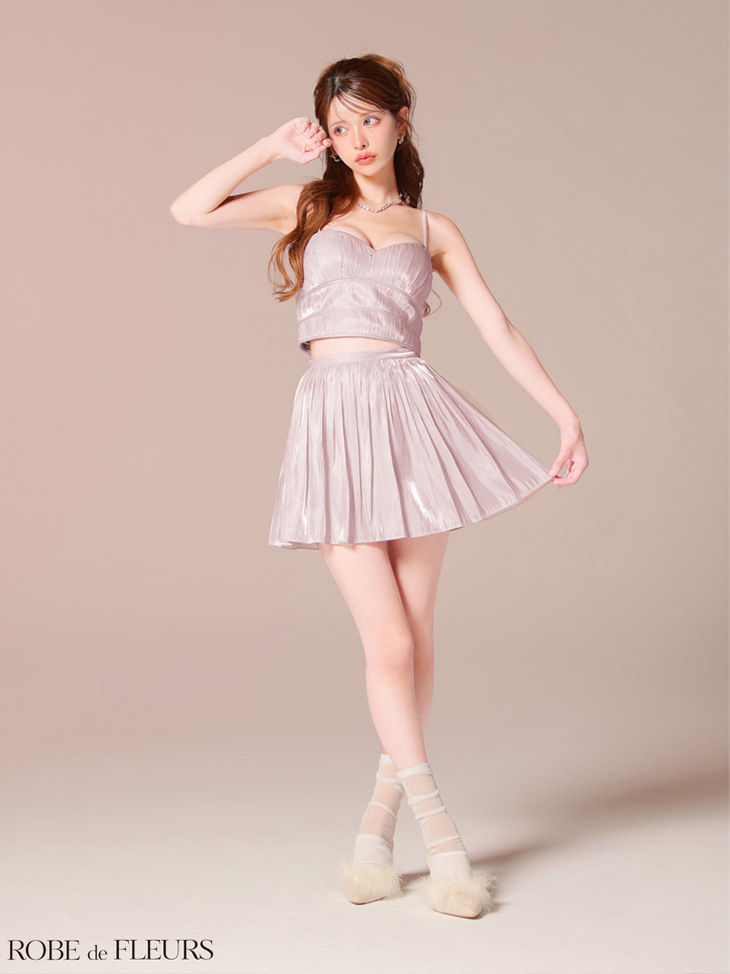 ROBE de FLEURS ローブドフルール 【XSサイズあり】 オーガンジーベアツーピースフレアミニキャバドレス fm4149