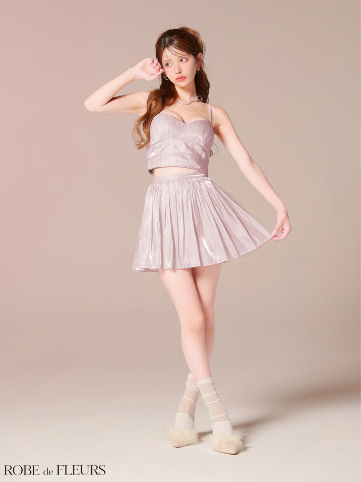 ROBE de FLEURS ローブドフルール 【XSサイズあり】 オーガンジーベアツーピースフレアミニキャバドレス fm4149