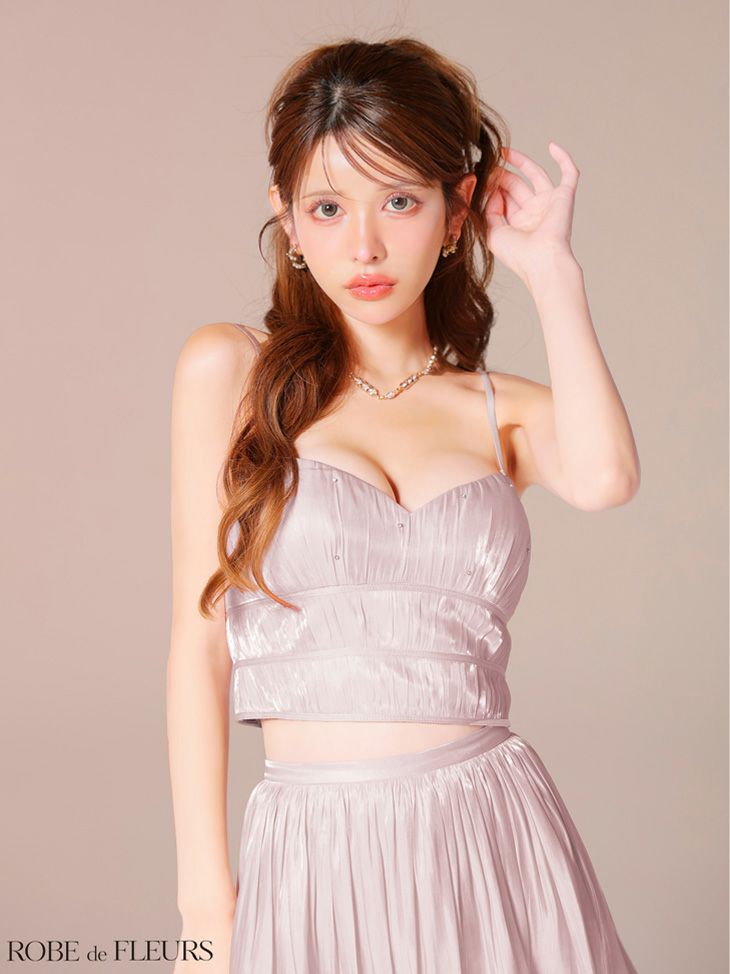 ROBE de FLEURS ローブドフルール 【XSサイズあり】 オーガンジーベアツーピースフレアミニキャバドレス fm4149