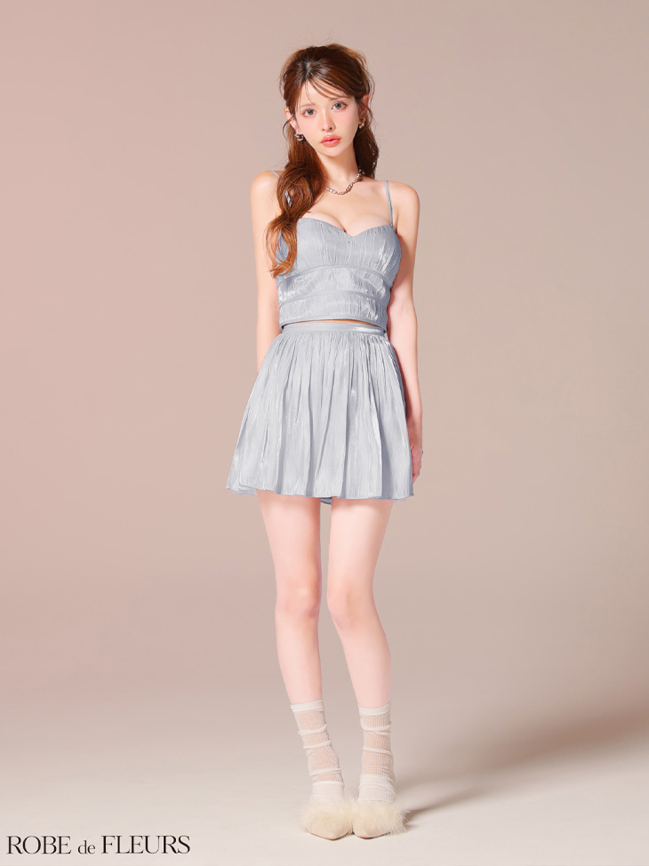 ROBE de FLEURS ローブドフルール 【XSサイズあり】 オーガンジーベアツーピースフレアミニキャバドレス fm4149