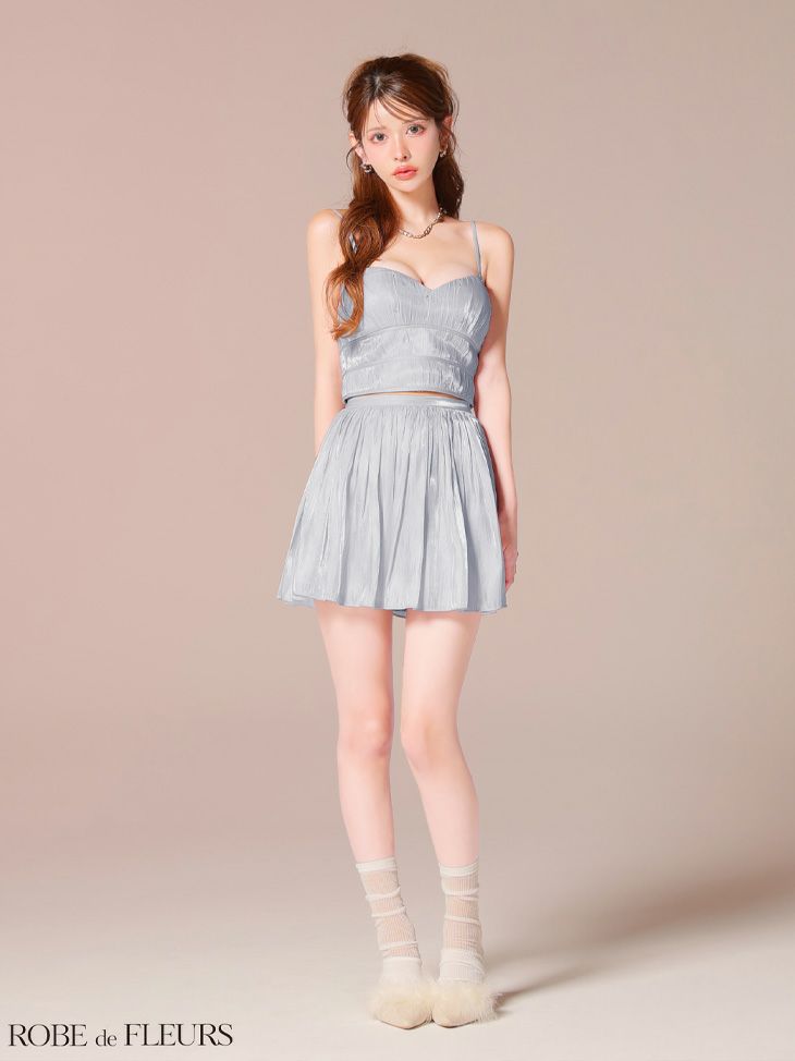 ROBE de FLEURS ローブドフルール 【XSサイズあり】 オーガンジーベアツーピースフレアミニキャバドレス fm4149