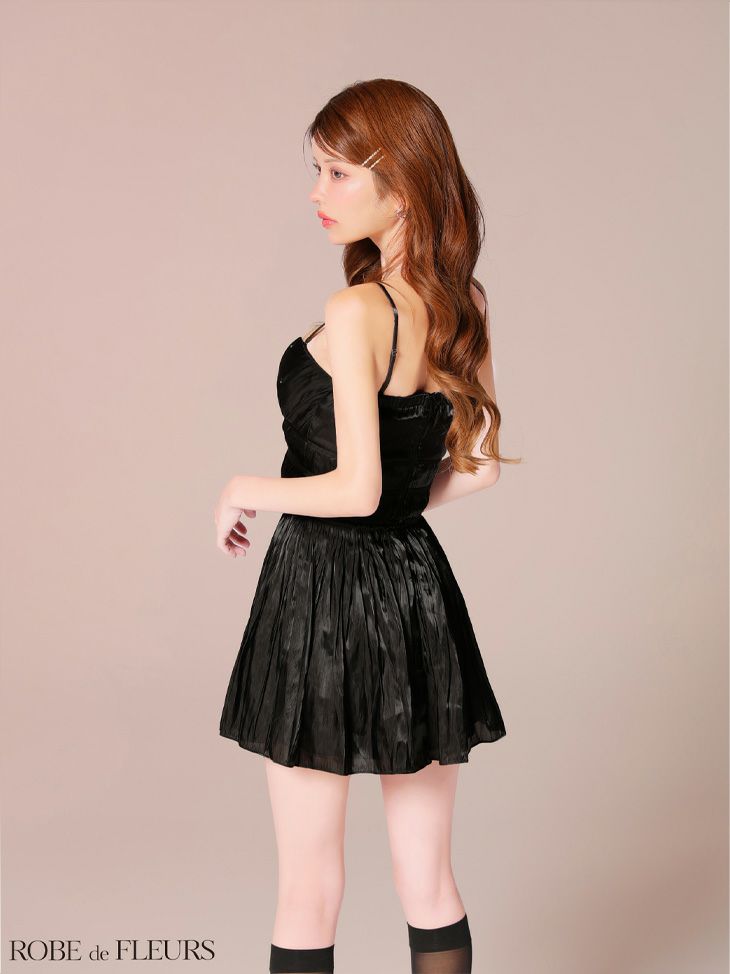 ROBE de FLEURS ローブドフルール 【XSサイズあり】 オーガンジーベアツーピースフレアミニキャバドレス fm4149