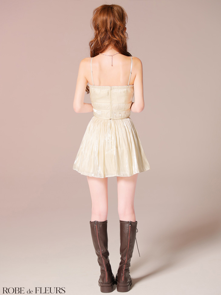 ROBE de FLEURS ローブドフルール 【XSサイズあり】 オーガンジーベアツーピースフレアミニキャバドレス fm4149