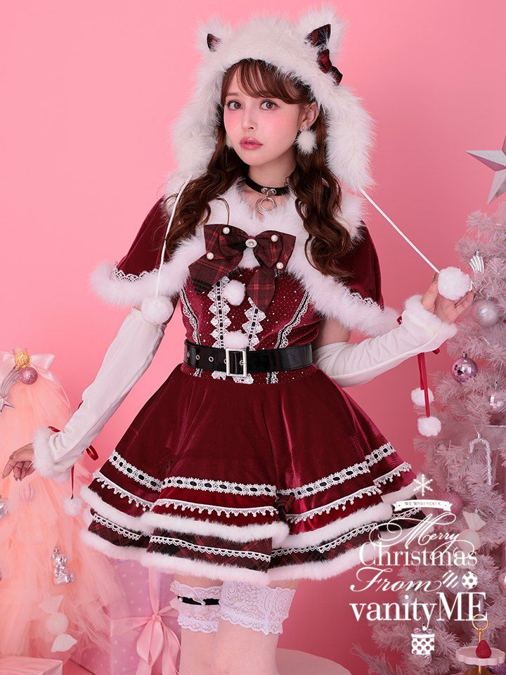 【9点セット】vanityME. × Malymoon ポンポンファーキャットサンタ レッド mlcs25063